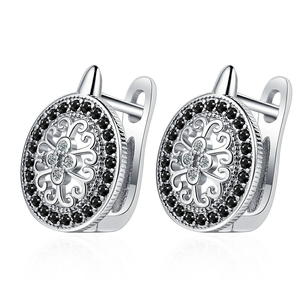 Diamond-encrusted Round Ear Clip Small Ear Rings