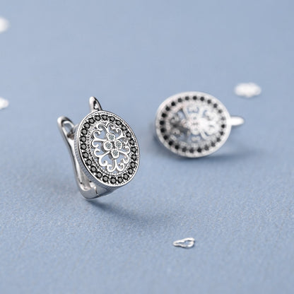 Diamond-encrusted Round Ear Clip Small Ear Rings